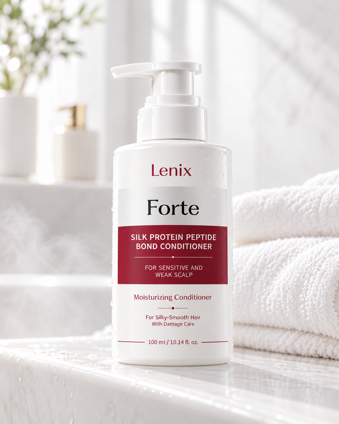 Lenix Forte silk protein haircare bottles, 100ml each