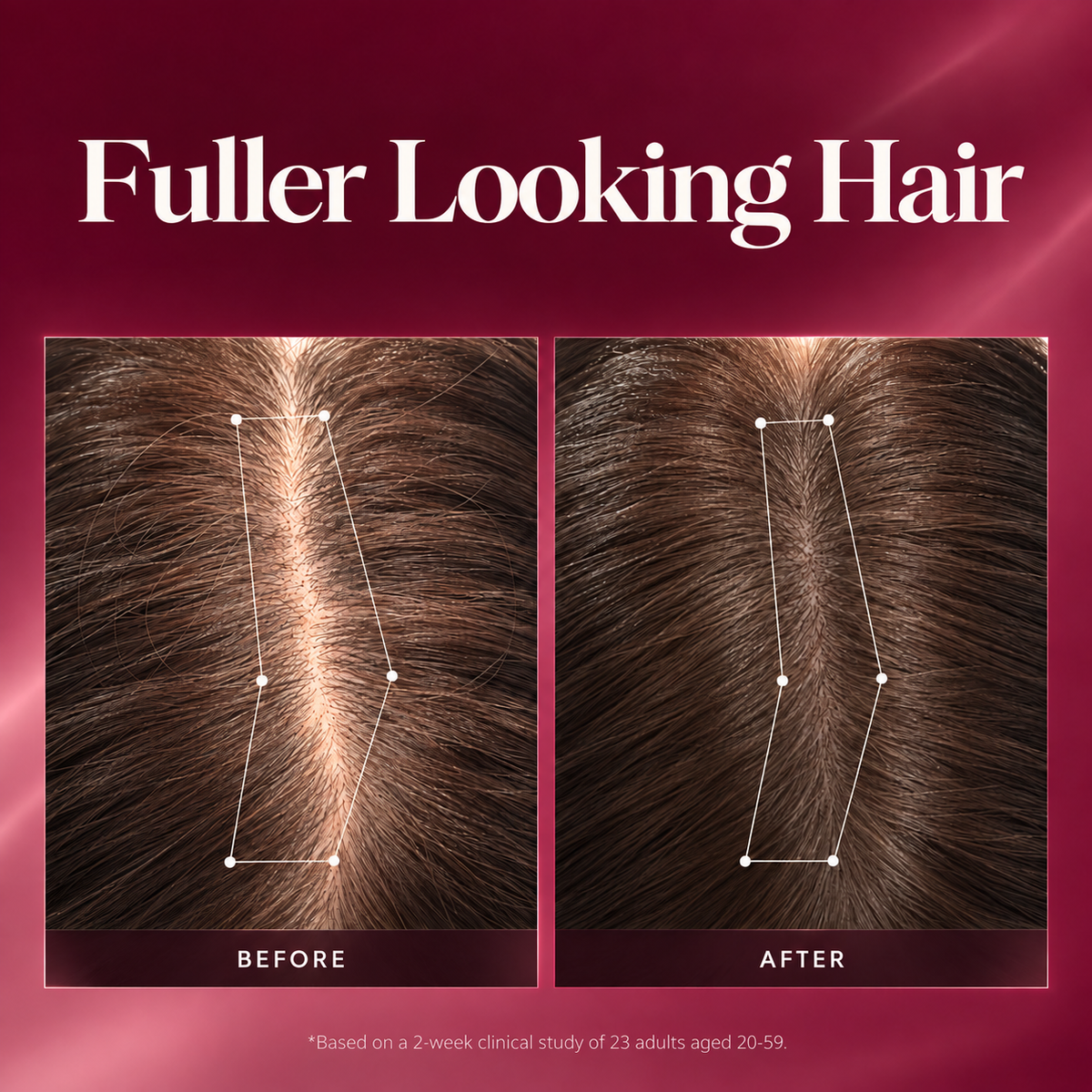 Fuller Looking Hair: before and after close-ups of a hair part